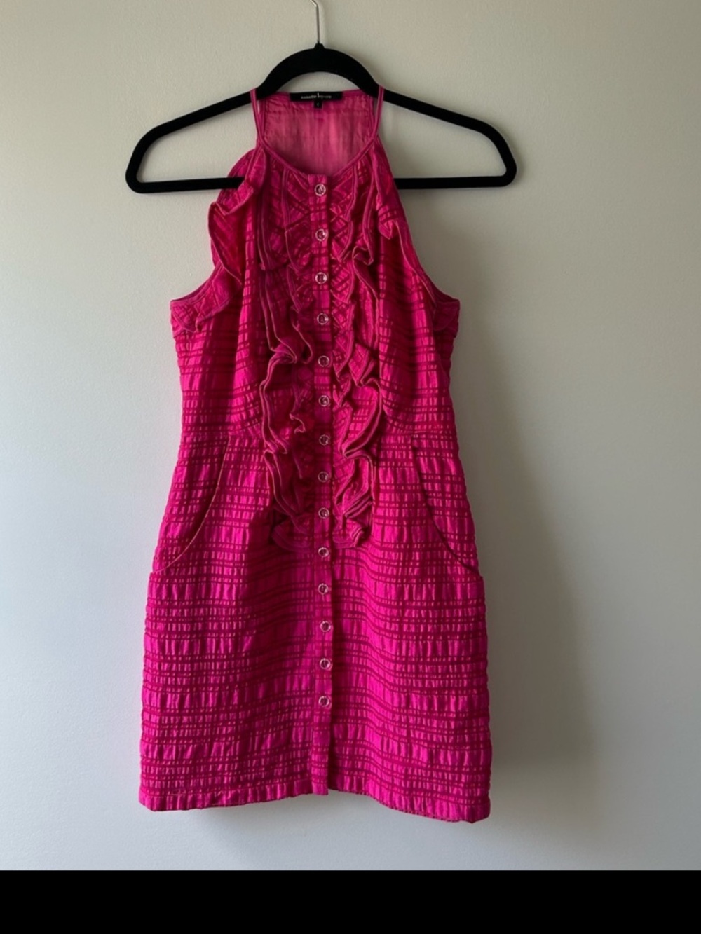 Nanette Lepore pink sleeveless ruffle dress size 0